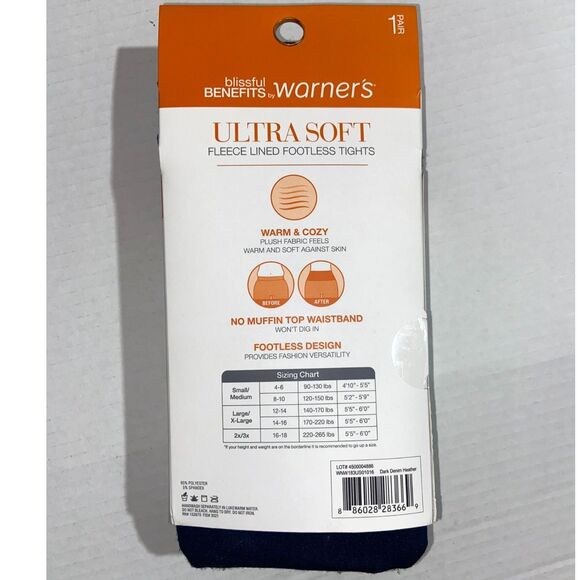 NEW 2 Pack L XL Ultra Soft Fleece Lined Footless Tights Blissful Benefits Warner - Picture 2 of 5